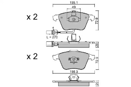 Комплект тормозных колодок AISIN BPVW-1015